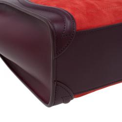 Pre Owned Celine Tri Color Leather Nano Luggage Tote