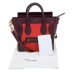 Pre Owned Celine Tri Color Leather Nano Luggage Tote