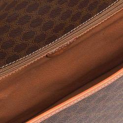 Pre Owned Celine Dark Brown Macadam Coated Canvas Flap Shoulder Bag