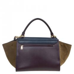 Pre Owned Celine Tri Color Leather/Suede Small Trapeze Bag