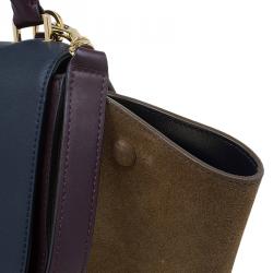 Pre Owned Celine Tri Color Leather/Suede Small Trapeze Bag