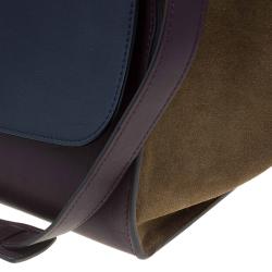 Pre Owned Celine Tri Color Leather/Suede Small Trapeze Bag