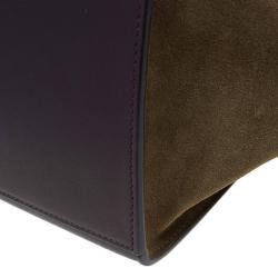 Pre Owned Celine Tri Color Leather/Suede Small Trapeze Bag