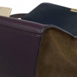 Pre Owned Celine Tri Color Leather/Suede Small Trapeze Bag