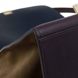 Pre Owned Celine Tri Color Leather/Suede Small Trapeze Bag