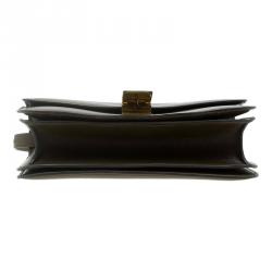 Pre Owned Celine Olive Green Leather Medium Classic Box Shoulder Bag