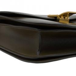 Pre Owned Celine Olive Green Leather Medium Classic Box Shoulder Bag