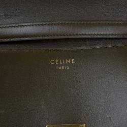 Pre Owned Celine Olive Green Leather Medium Classic Box Shoulder Bag