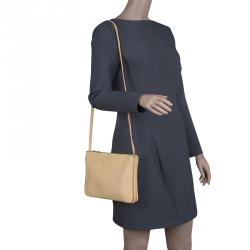 Pre Owned Celine Yellow Leather Trio Crossbody Bag