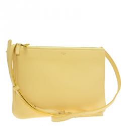 Pre Owned Celine Yellow Leather Trio Crossbody Bag