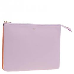 Pre Owned Celine Pink and Orange Leather Duo Cosmetic Pouch