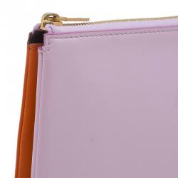 Pre Owned Celine Pink and Orange Leather Duo Cosmetic Pouch