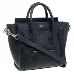 Pre Owned حقيبة يد سيلين نانو لاغدغ جلد سوداء