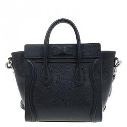 Pre Owned حقيبة يد سيلين نانو لاغدغ جلد سوداء