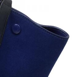 Pre Owned Celine Tri Color Leather and Suede Medium Trapeze Bag