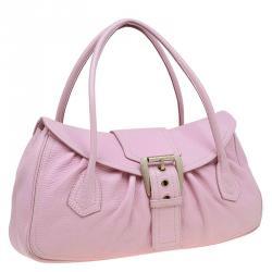 Pre Owned Celine Pink Leather Trim Stitched Satchel