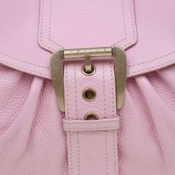 Pre Owned Celine Pink Leather Trim Stitched Satchel