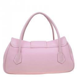Pre Owned Celine Pink Leather Trim Stitched Satchel