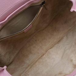 Pre Owned Celine Pink Leather Trim Stitched Satchel