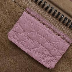 Pre Owned Celine Pink Leather Trim Stitched Satchel