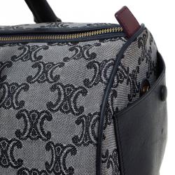 Céline Navy Blue Canvas Macadam Boston Bag