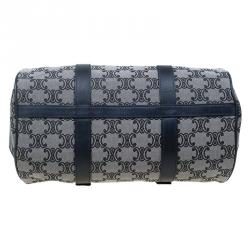 Céline Navy Blue Canvas Macadam Boston Bag