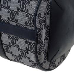 Céline Navy Blue Canvas Macadam Boston Bag