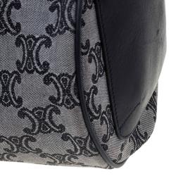 Céline Navy Blue Canvas Macadam Boston Bag