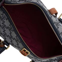 Céline Navy Blue Canvas Macadam Boston Bag