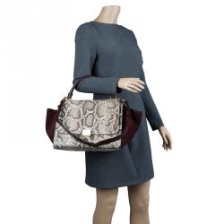Celine Brown Python and Suede Medium Trapeze Bag