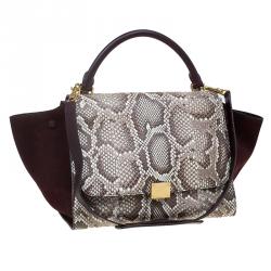 Celine Brown Python and Suede Medium Trapeze Bag