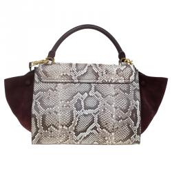 Celine Brown Python and Suede Medium Trapeze Bag