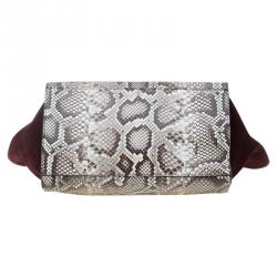 Celine Brown Python and Suede Medium Trapeze Bag