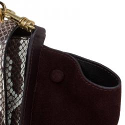 Celine Brown Python and Suede Medium Trapeze Bag