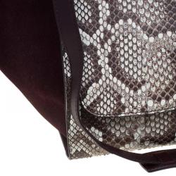Celine Brown Python and Suede Medium Trapeze Bag
