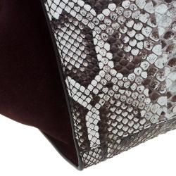 Celine Brown Python and Suede Medium Trapeze Bag
