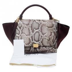 Celine Brown Python and Suede Medium Trapeze Bag
