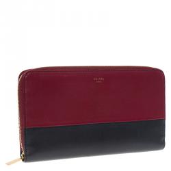 Pre Owned Celine Bi Color Leather Zip Around Wallet