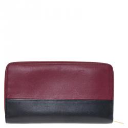 Pre Owned Celine Bi Color Leather Zip Around Wallet