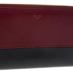 Pre Owned Celine Bi Color Leather Zip Around Wallet