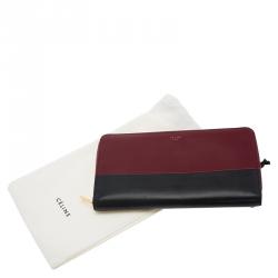 Pre Owned Celine Bi Color Leather Zip Around Wallet
