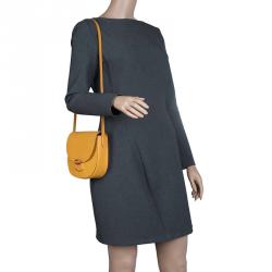 Pre Owned Celine Yellow Leather Small Trotteur Crossbody Bag