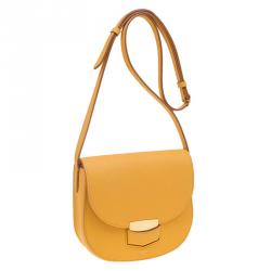 Pre Owned Celine Yellow Leather Small Trotteur Crossbody Bag