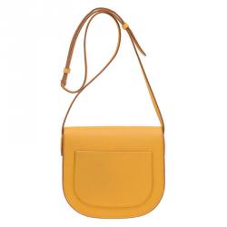 Pre Owned Celine Yellow Leather Small Trotteur Crossbody Bag