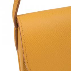 Pre Owned Celine Yellow Leather Small Trotteur Crossbody Bag