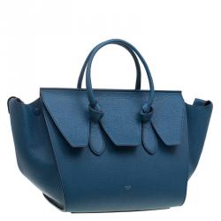 Pre Owned Celine Teal Blue Leather Small Tie Tote