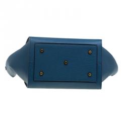 Pre Owned Celine Teal Blue Leather Small Tie Tote