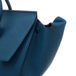 Pre Owned Celine Teal Blue Leather Small Tie Tote