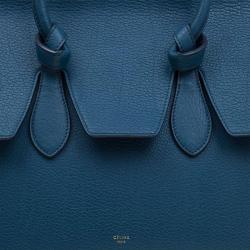 Pre Owned Celine Teal Blue Leather Small Tie Tote