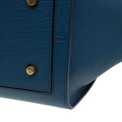 Pre Owned Celine Teal Blue Leather Small Tie Tote